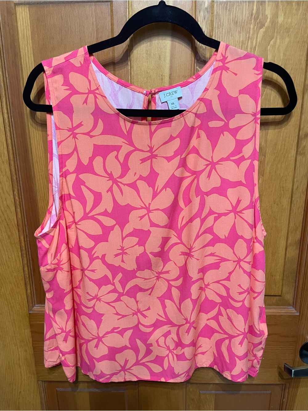 J. Crew Sleeveless Floral Top Pink/Peach Lightweight Summer Resort Tropical XL